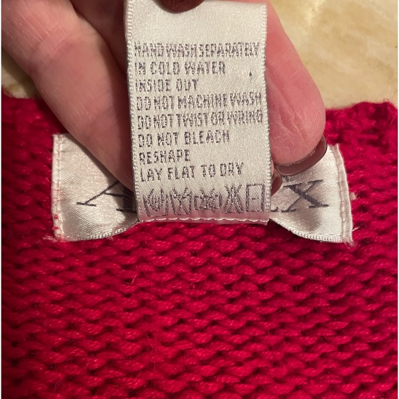 Very Pretty Christmas Sweater Medium, Red with Christmas trees and gifts. - Picture 4 of 10